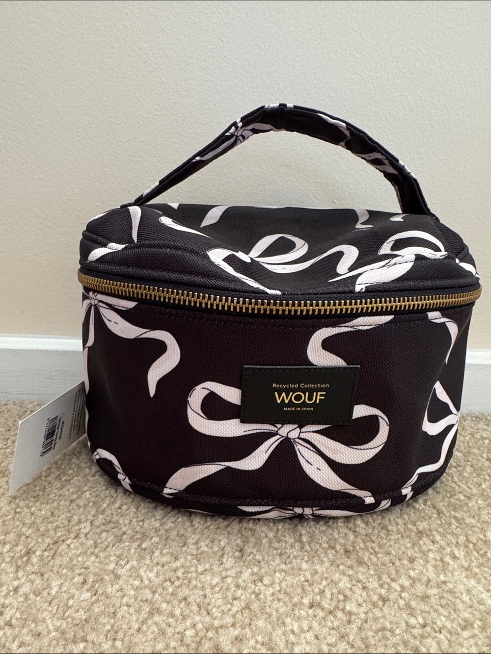 WOUF Black Cosmetic Case with White Bow Pattern
